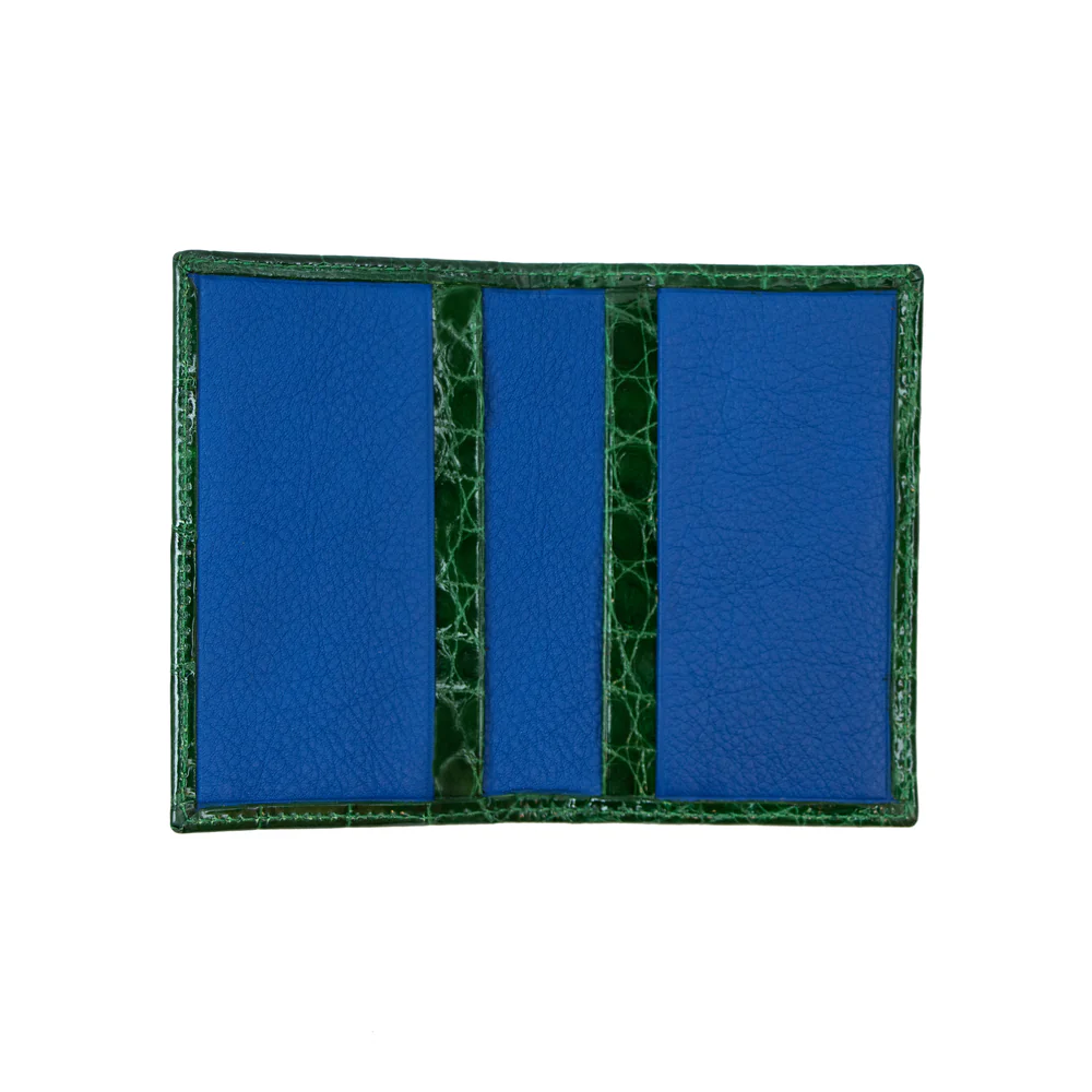 BIJAN EMERALD GREEN ALLIGATOR CARD HOLDER