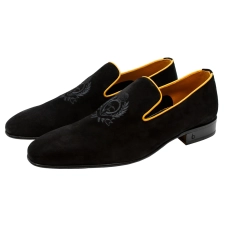 BIJAN YELLOW  BLACK AND YELLOW SUEDE LOAFER