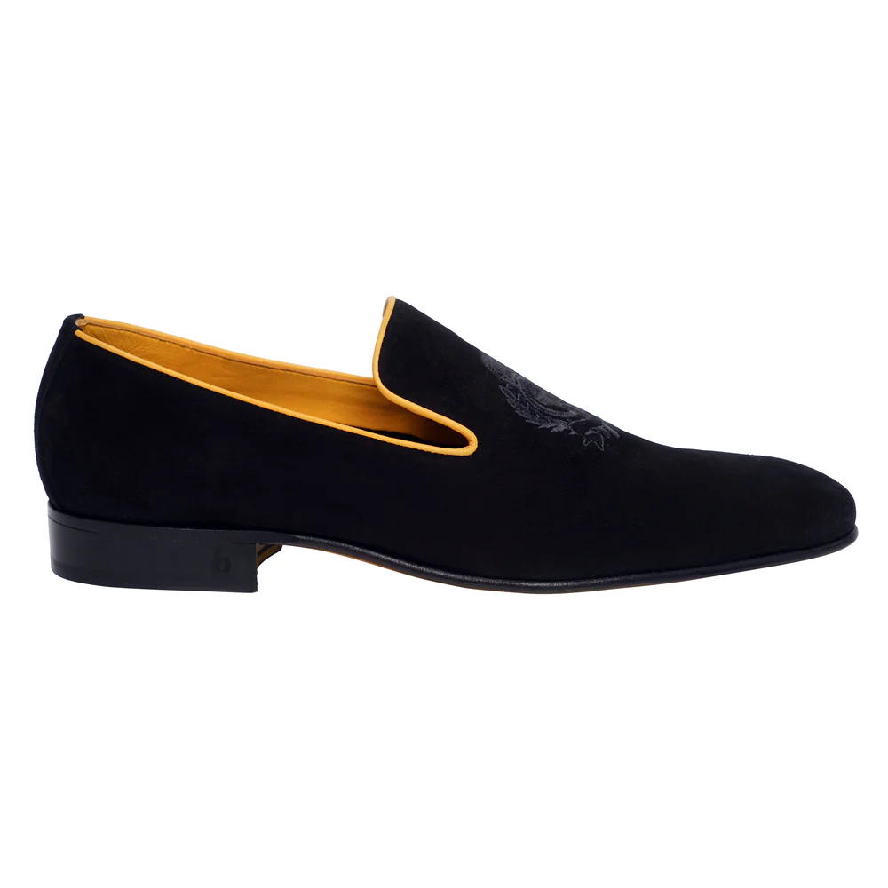 BIJAN YELLOW  BLACK AND YELLOW SUEDE LOAFER