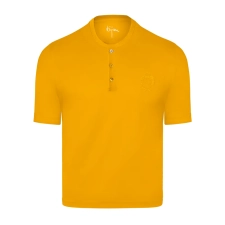 BIJAN T-SHIRTS  YELLOW ROUND NECK SHORT SLEEVE T-SHIRT WITH 3 BUTTONS