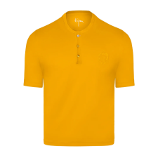 BIJAN T-SHIRTS  YELLOW ROUND NECK SHORT SLEEVE T-SHIRT WITH 3 BUTTONS