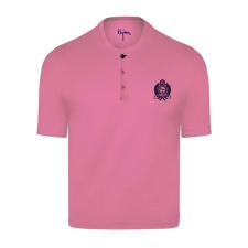 BIJAN PINK ROUND NECK SHORT SLEEVE T-SHIRT WITH 3 BUTTONS