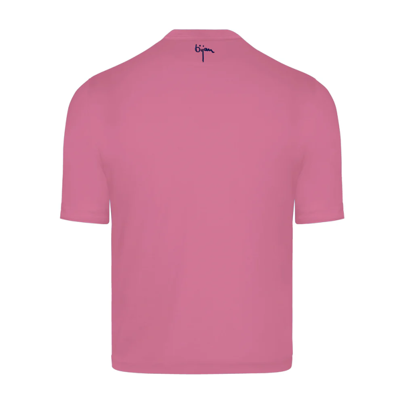 BIJAN PINK ROUND NECK SHORT SLEEVE T-SHIRT WITH 3 BUTTONS