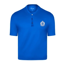 BIJAN BLUE ROUND NECK SHORT SLEEVE T-SHIRT WITH 3 BUTTONS