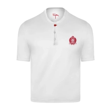 BIJAN WHITE ROUND NECK SHORT SLEEVE T-SHIRT WITH 3 BUTTONS