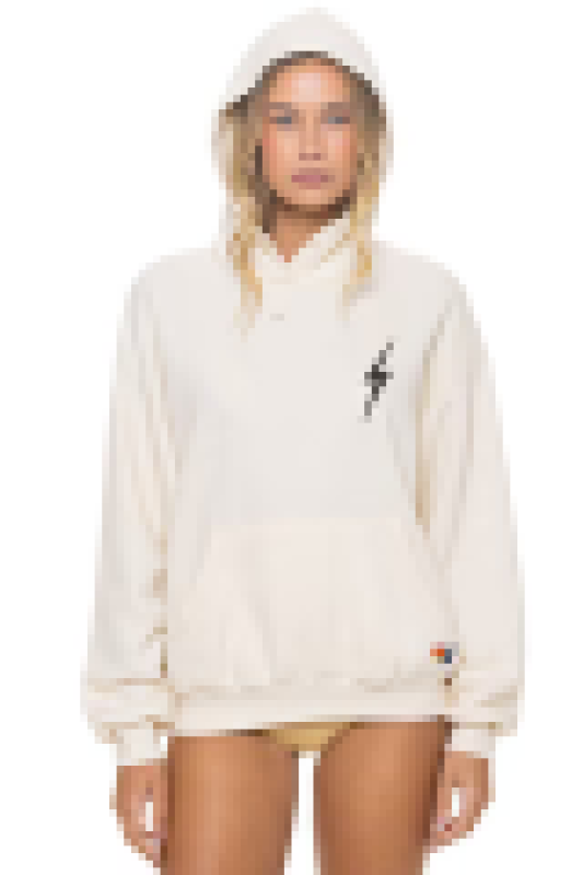 AVIATOR NATION BOLT STITCH RELAXED PULLOVER HOODIE - VINTAGE WHITE
