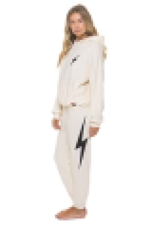 AVIATOR NATION BOLT STITCH RELAXED PULLOVER HOODIE - VINTAGE WHITE