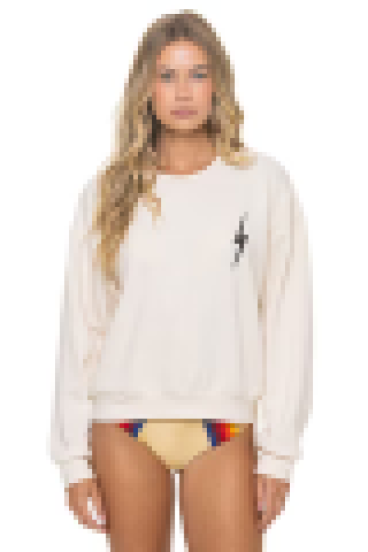 AVIATOR NATION BOLT STITCH RELAXED CREW SWEATSHIRT - VINTAGE WHITE