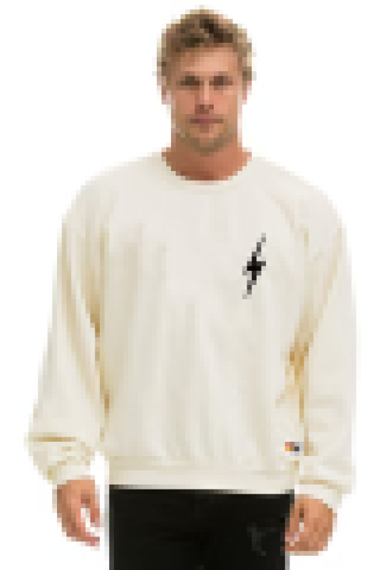 AVIATOR NATION BOLT STITCH RELAXED CREW SWEATSHIRT - VINTAGE WHITE