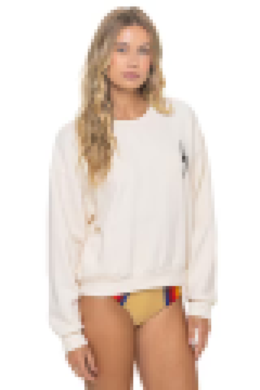 AVIATOR NATION BOLT STITCH RELAXED CREW SWEATSHIRT - VINTAGE WHITE