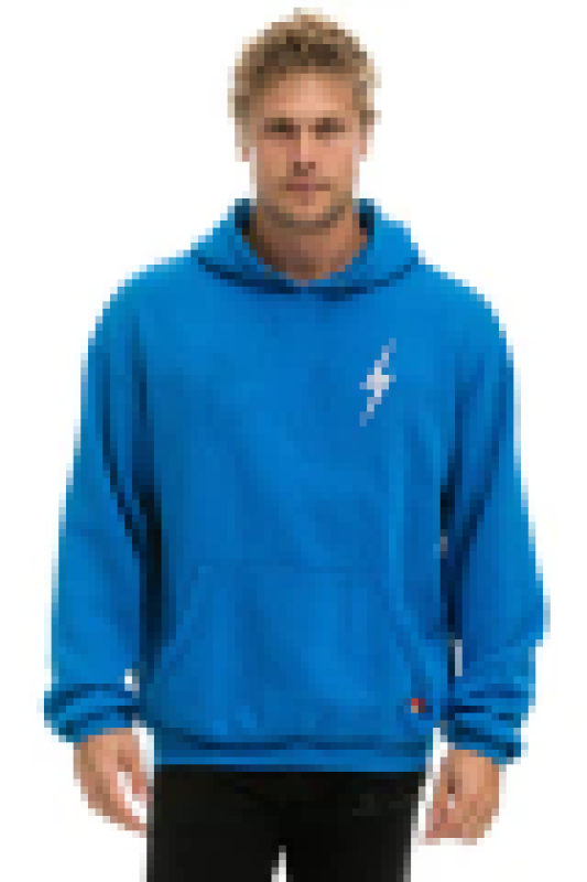 AVIATOR NATION BOLT STITCH RELAXED PULLOVER HOODIE - OCEAN // WHITE