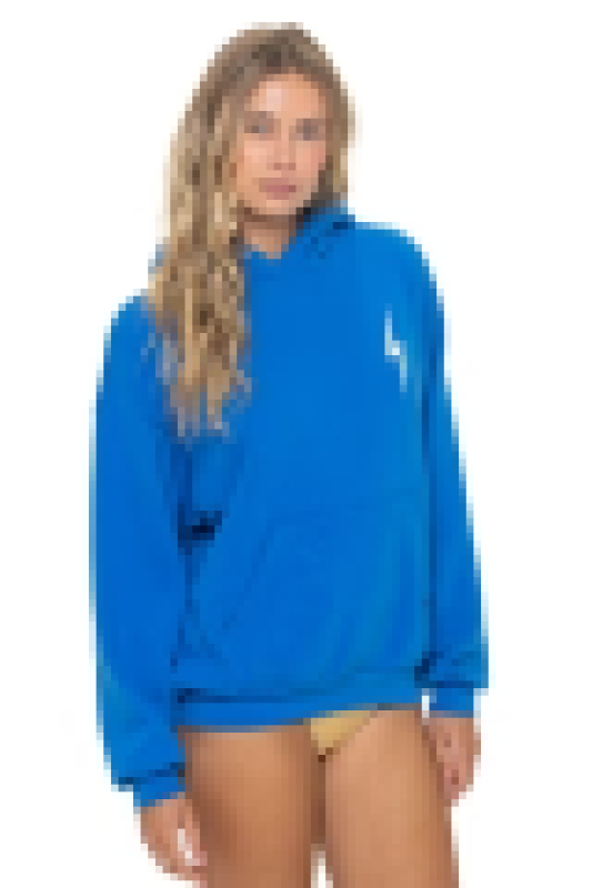 AVIATOR NATION BOLT STITCH RELAXED PULLOVER HOODIE - OCEAN // WHITE
