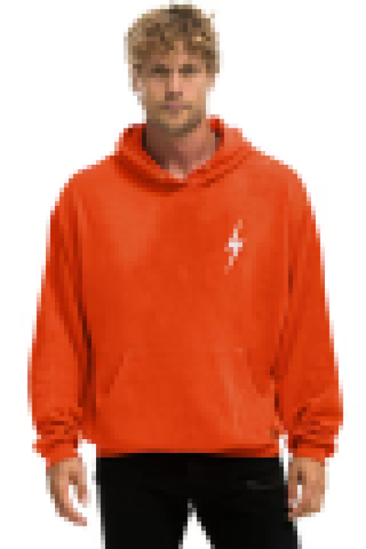 AVIATOR NATION BOLT STITCH RELAXED PULLOVER HOODIE - VINTAGE ORANGE // WHITE