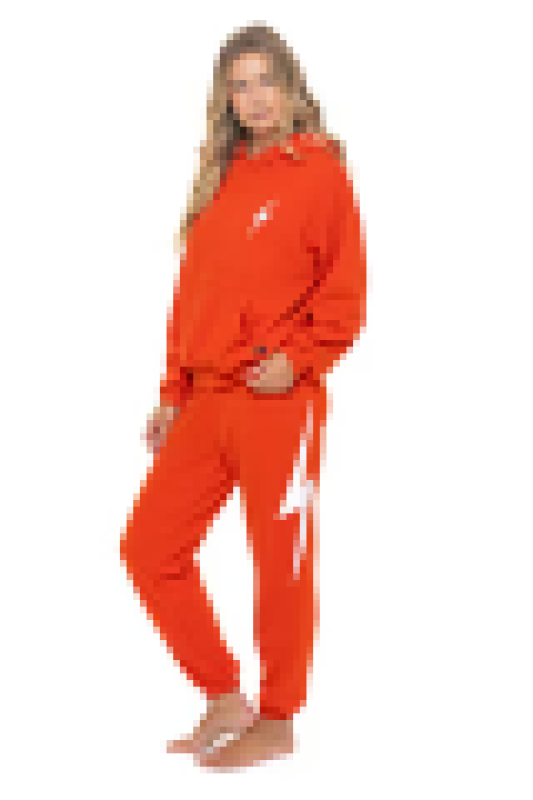 AVIATOR NATION BOLT STITCH RELAXED PULLOVER HOODIE - VINTAGE ORANGE // WHITE