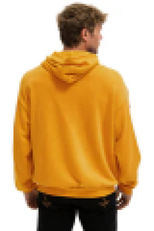AVIATOR NATION BOLT STITCH RELAXED PULLOVER HOODIE - VINTAGE GOLD // WHITE