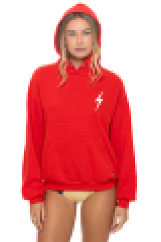 AVIATOR NATION BOLT STITCH RELAXED PULLOVER HOODIE - RED // WHITE
