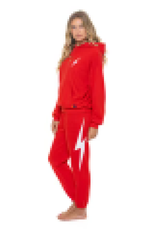 AVIATOR NATION BOLT STITCH RELAXED PULLOVER HOODIE - RED // WHITE