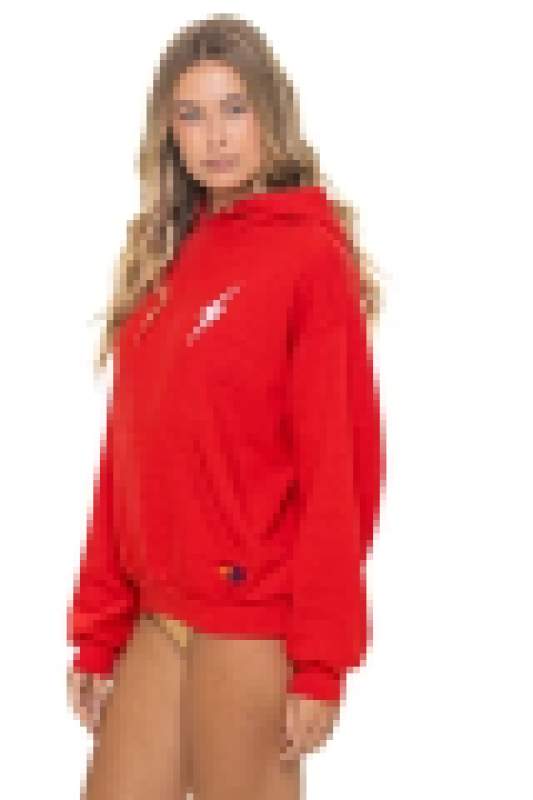 AVIATOR NATION BOLT STITCH RELAXED PULLOVER HOODIE - RED // WHITE