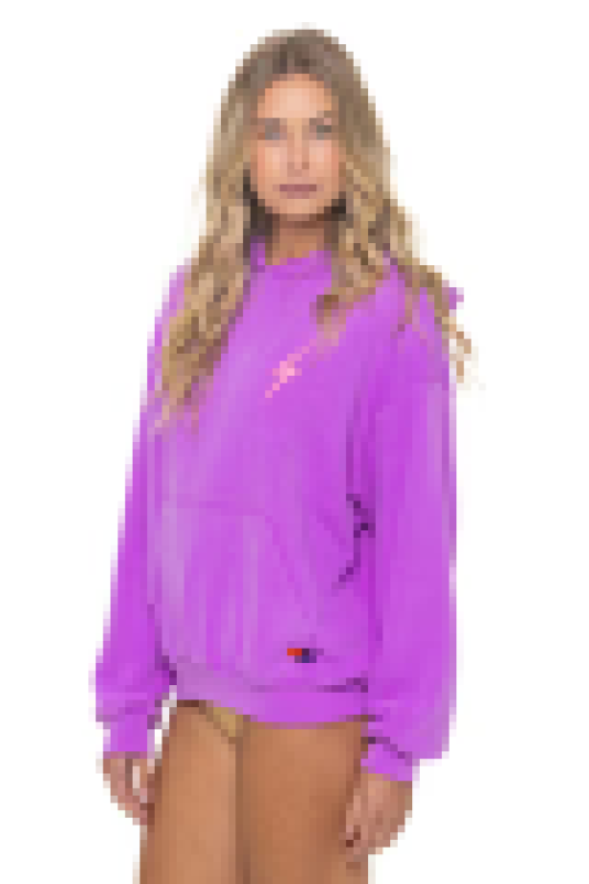 AVIATOR NATION BOLT STITCH RELAXED PULLOVER HOODIE - NEON PURPLE // NEON PINK