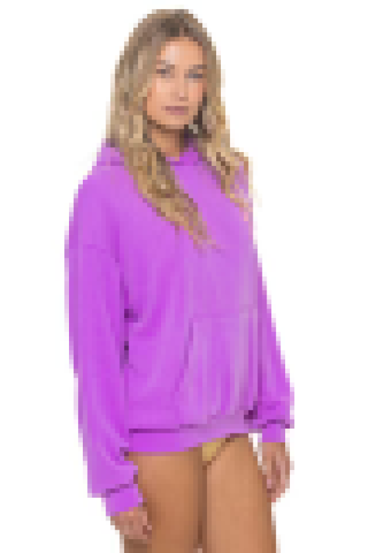 AVIATOR NATION BOLT STITCH RELAXED PULLOVER HOODIE - NEON PURPLE // NEON PINK