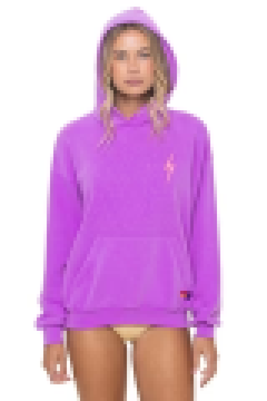 AVIATOR NATION BOLT STITCH RELAXED PULLOVER HOODIE - NEON PURPLE // NEON PINK
