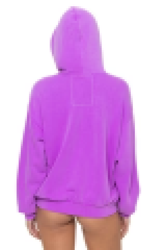 AVIATOR NATION BOLT STITCH RELAXED PULLOVER HOODIE - NEON PURPLE // NEON PINK