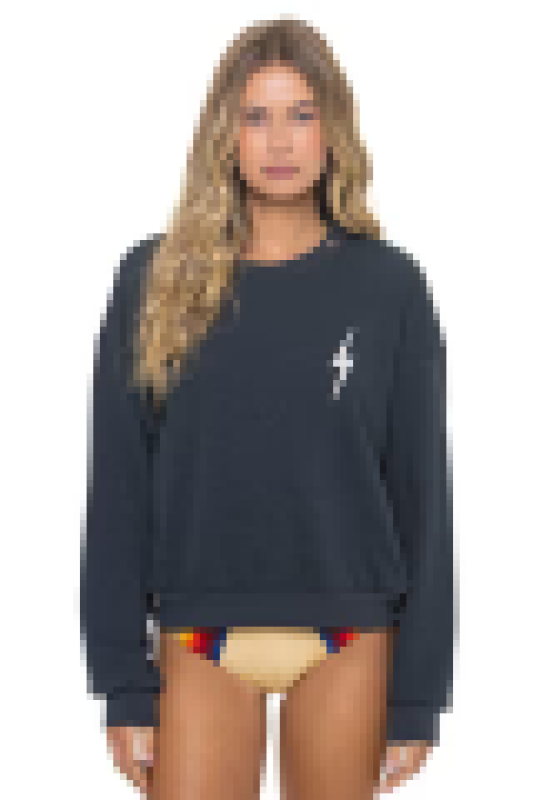 AVIATOR NATION BOLT STITCH RELAXED CREW SWEATSHIRT - CHARCOAL