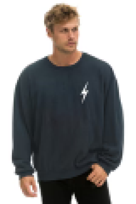AVIATOR NATION BOLT STITCH RELAXED CREW SWEATSHIRT - CHARCOAL