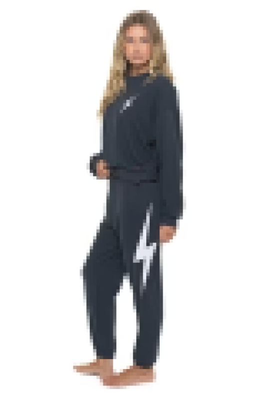 AVIATOR NATION BOLT STITCH RELAXED CREW SWEATSHIRT - CHARCOAL