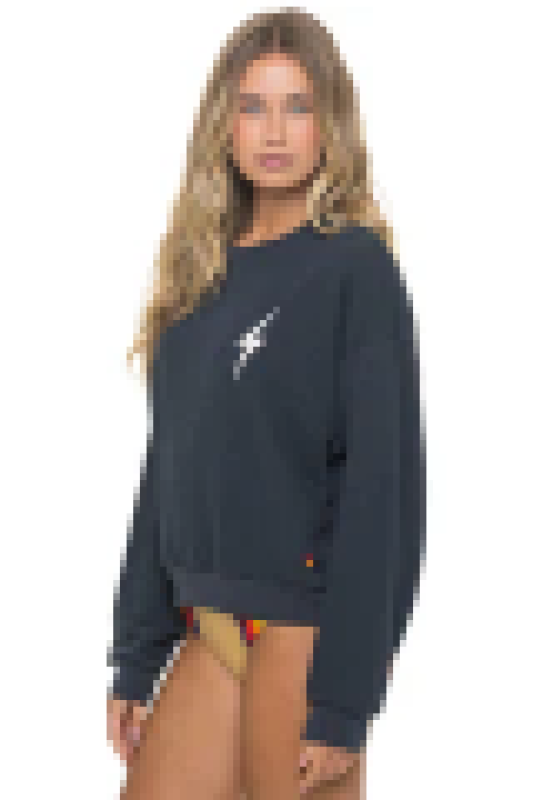 AVIATOR NATION BOLT STITCH RELAXED CREW SWEATSHIRT - CHARCOAL