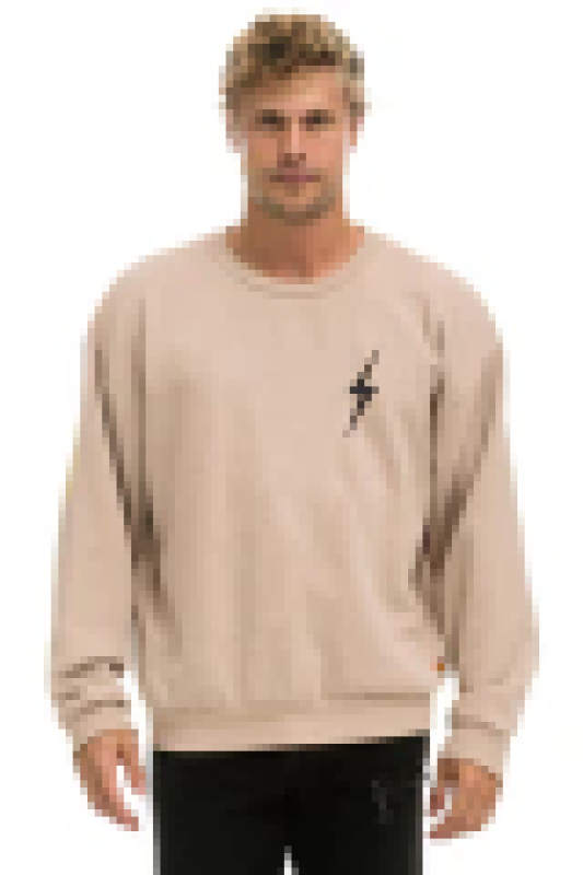 AVIATOR NATION BOLT STITCH RELAXED CREW SWEATSHIRT - SAND
