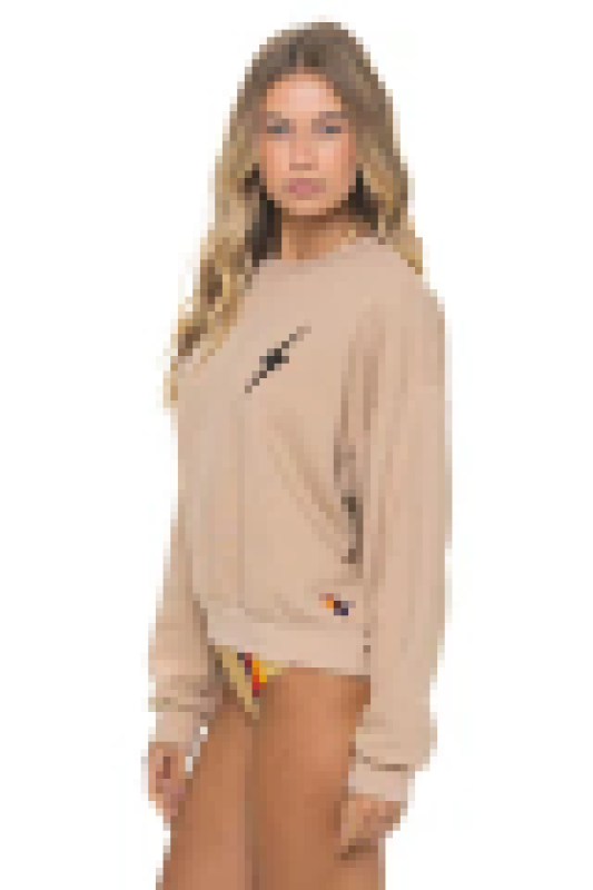 AVIATOR NATION BOLT STITCH RELAXED CREW SWEATSHIRT - SAND
