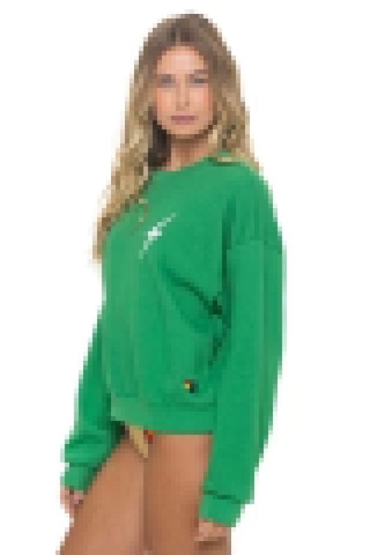 AVIATOR NATION BOLT STITCH RELAXED CREW SWEATSHIRT - KELLY GREEN // WHITE