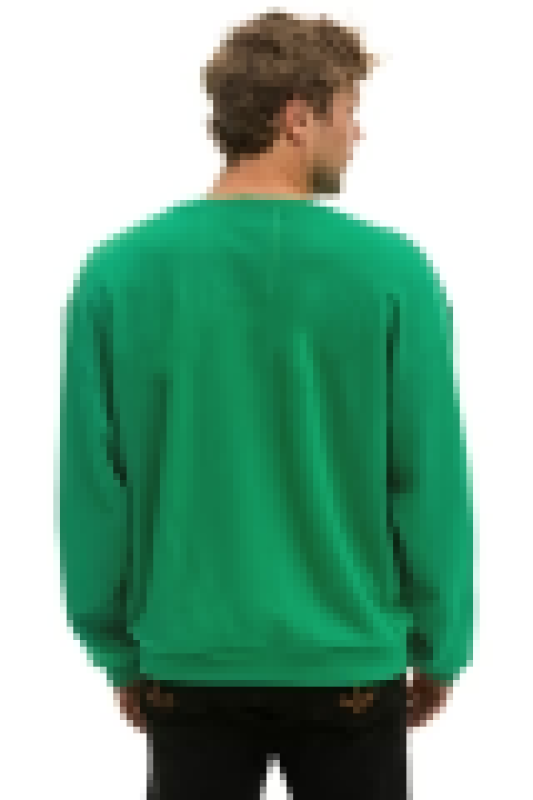 AVIATOR NATION BOLT STITCH RELAXED CREW SWEATSHIRT - KELLY GREEN // WHITE