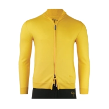 BIJAN SWEATER  SILK AND CASHMERE YELLOW CARDIGAN