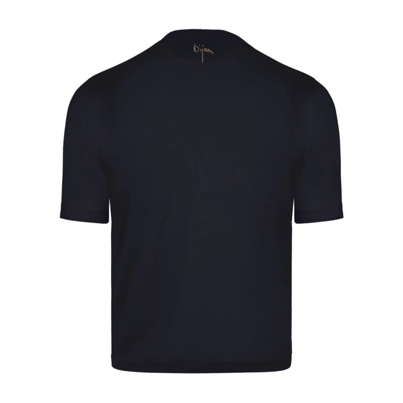 BIJAN T-SHIRTS  NAVY WITH METALLIC GOLD CREST SHORT SLEEVE T-SHIRT