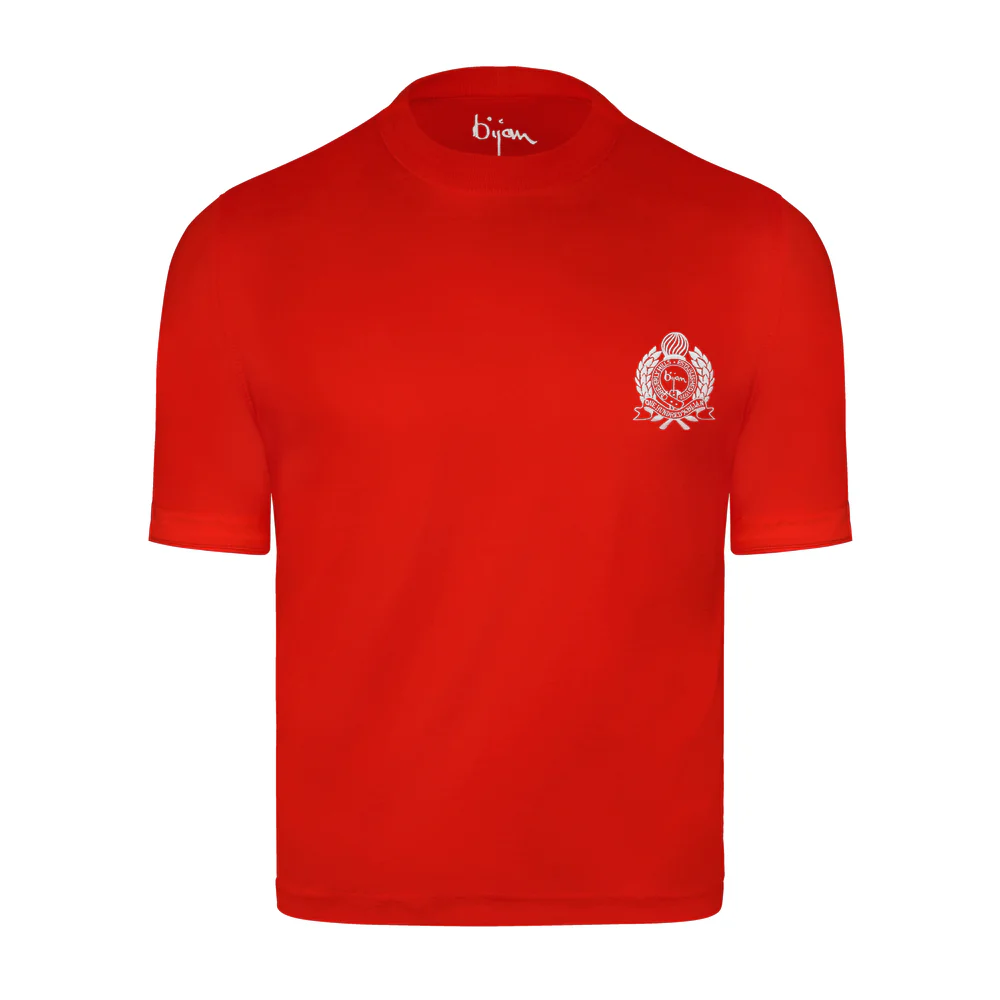 BIJAN RED  BIJAN RED WITH WHITE CREST SHORT SLEEVE T-SHIRT