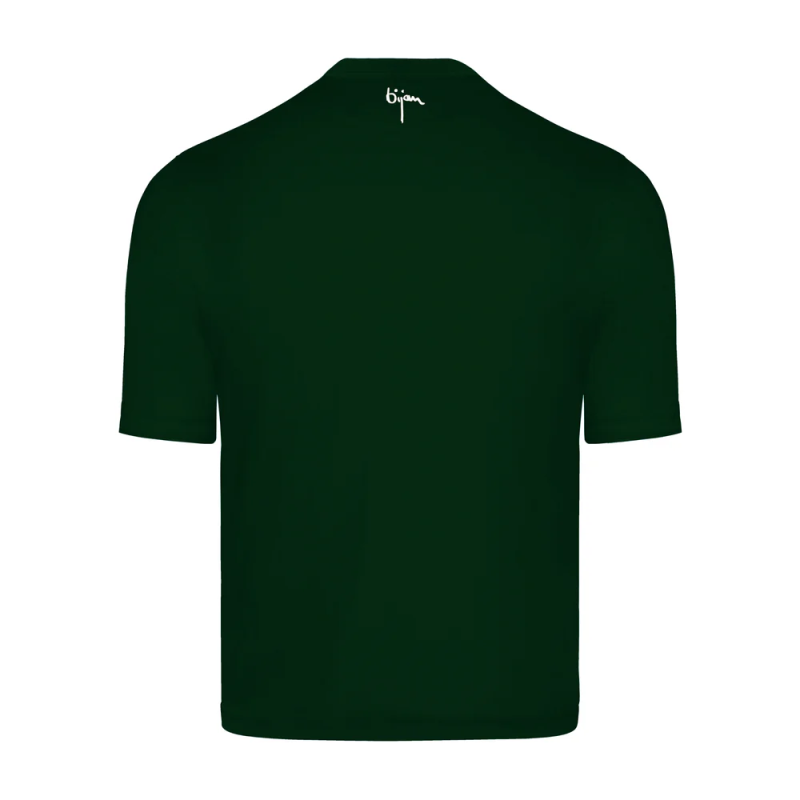 BIJAN T-SHIRTS  GREEN ROUND NECK SHORT SLEEVE T-SHIRT WITH 3 BUTTONS