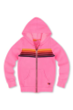 AVIATOR NATION KID'S 5 STRIPE HOODIE - NEON PINK