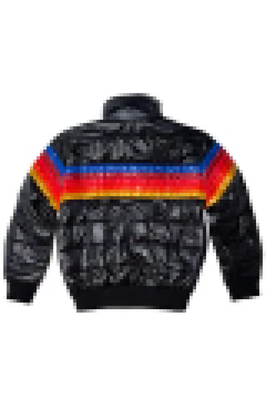 AVIATOR NATION 5 STRIPE KIDS TRAVELER JACKET - BLACK GLOSSY