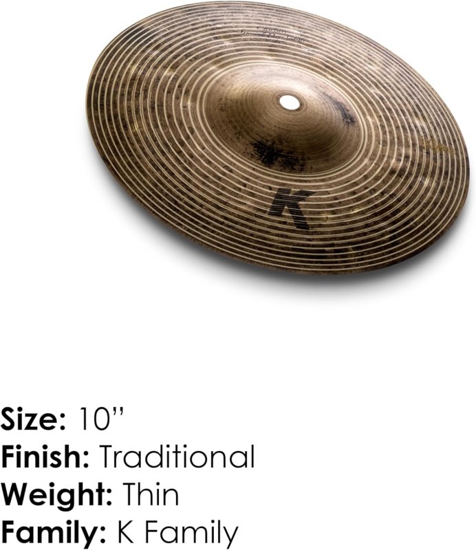 ZILDJIAN 10 K CUSTOM SPECIAL DRY SPLASH CYMBAL PROFESSIONAL DRUM ACCESSORY