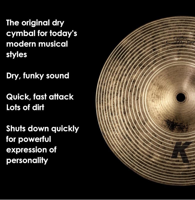 ZILDJIAN 10 K CUSTOM SPECIAL DRY SPLASH CYMBAL PROFESSIONAL DRUM ACCESSORY