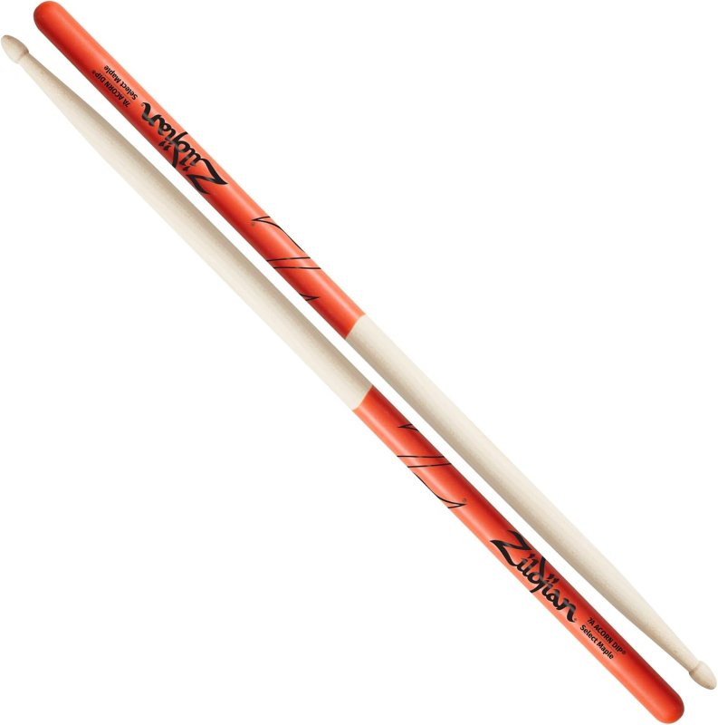 ZILDJIAN 7A ORANGE DIP DRUMSTICKS WITH ACORN TIP LIGHTWEIGHT, DURABLE DRUM STICKS