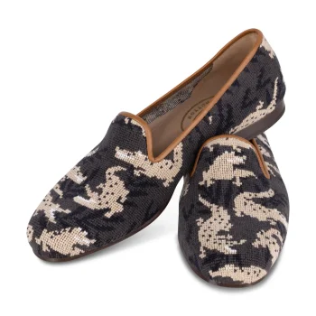 Stubbs & Wootton Wetlands Gray Needlepoint Slipper (Men)
