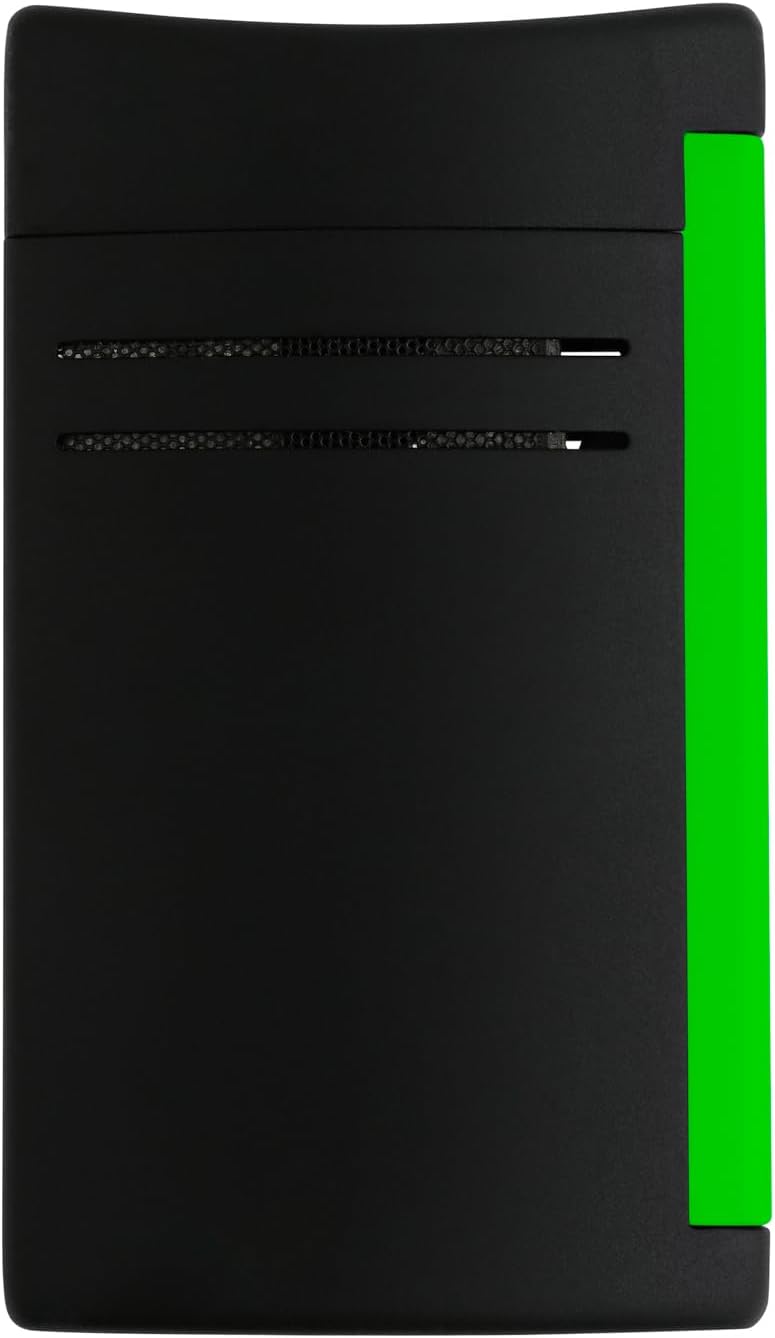 S.T. DUPONT MAXIJET FLUO VERT LIGHTER BLACK AND GREEN MODEL 020172 - PREMIUM DESIGN