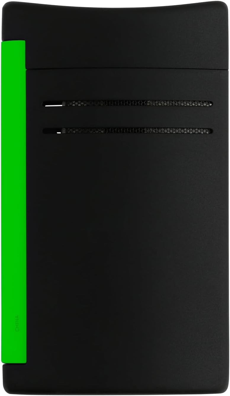 S.T. DUPONT MAXIJET FLUO VERT LIGHTER BLACK AND GREEN MODEL 020172 - PREMIUM DESIGN