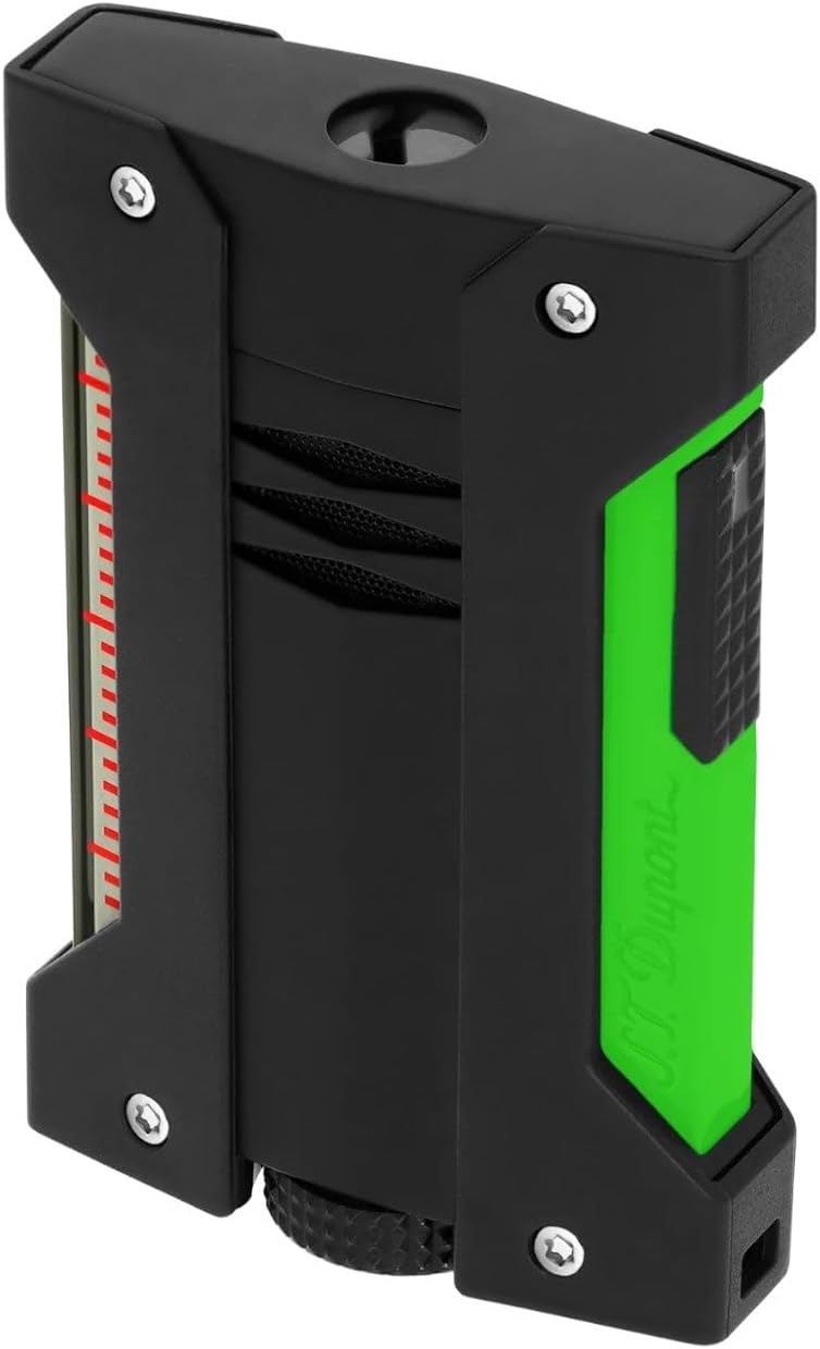 S.T. DUPONT DEFI EXTREME FLUO GREEN LIGHTER 021417 BLACK AND GREEN HIGH-PERFORMANCE