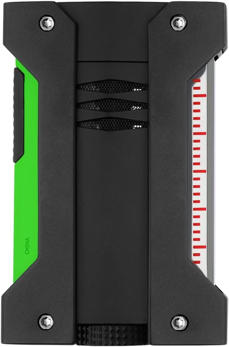 S.T. DUPONT DEFI EXTREME FLUO GREEN LIGHTER 021417 BLACK AND GREEN HIGH-PERFORMANCE
