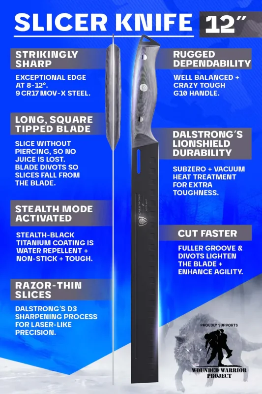 DALSTRONG DELTA WOLF SERIES SLICING & CARVING KNIFE 12"