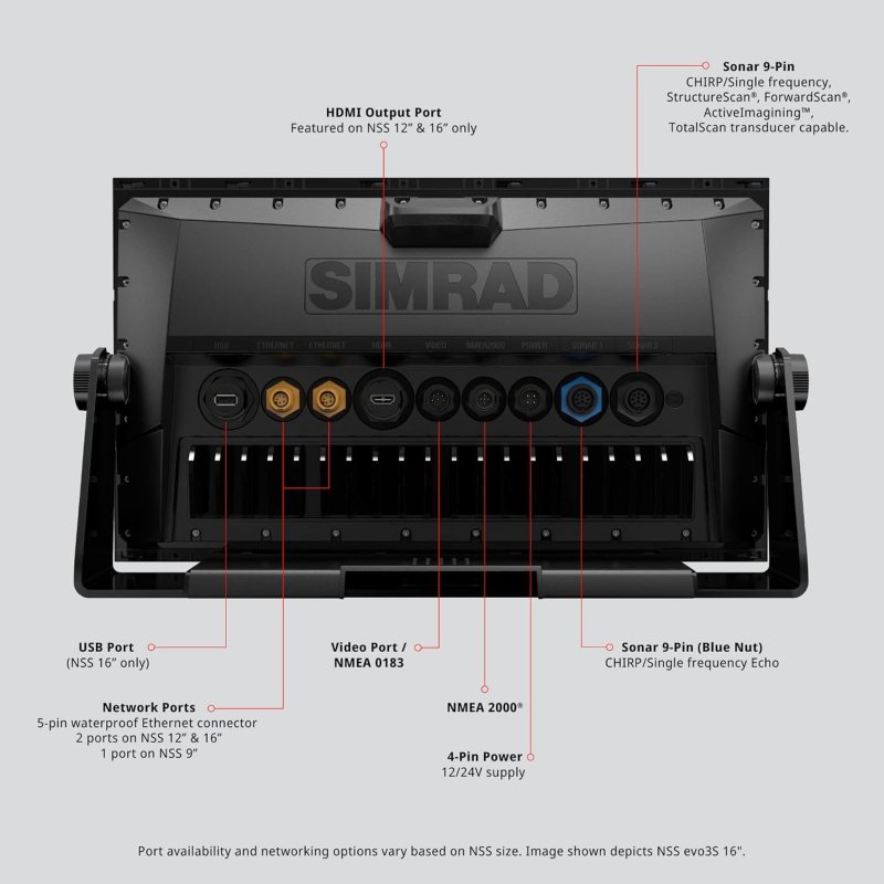 SIMRAD NSS EVO3S MULTIFUNCTION FISH FINDER CHARTPLOTTER 9, 12, 16 WITH PRELOADED C-MAP US CHARTS